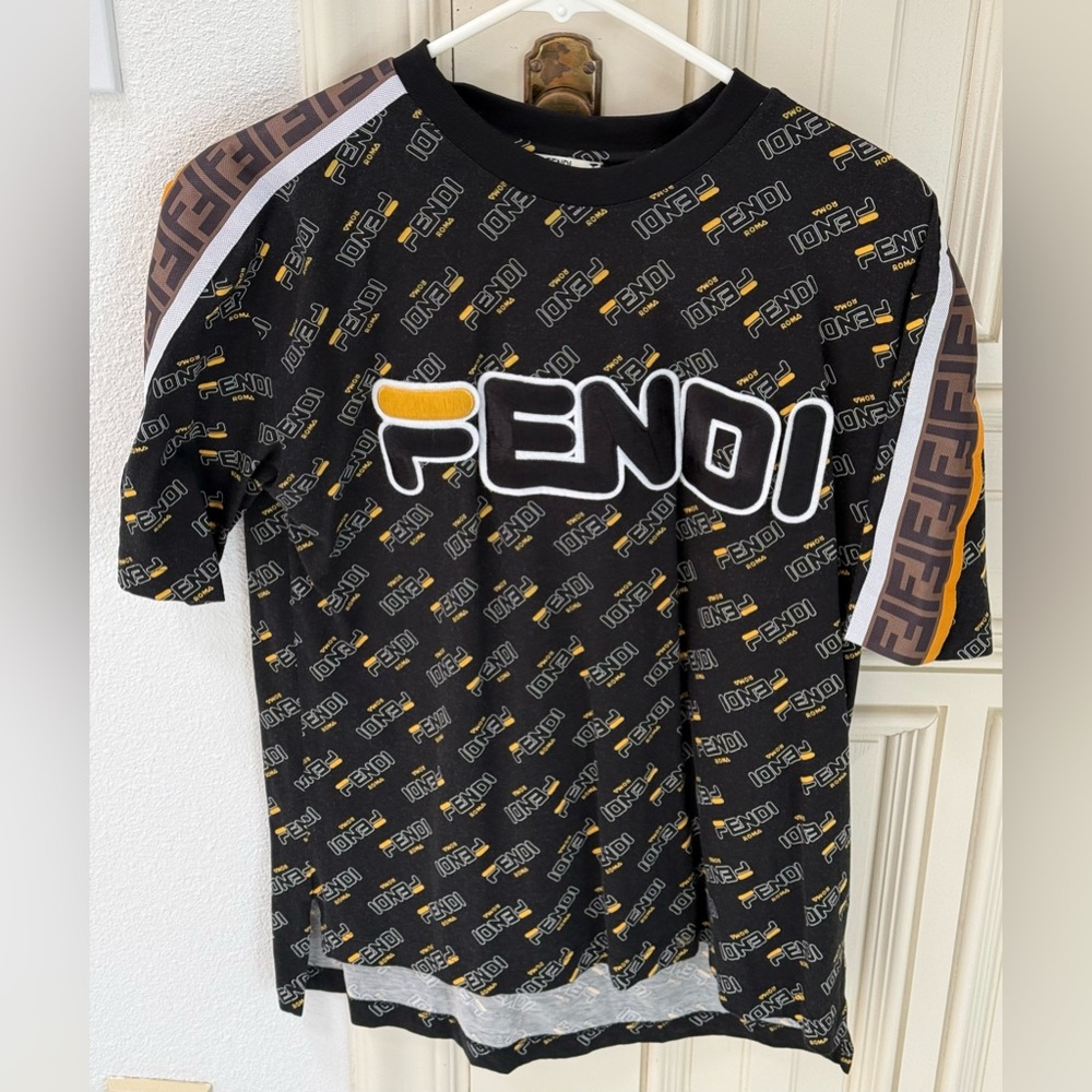 Fendi Black and Gold Logo T-Shirt
